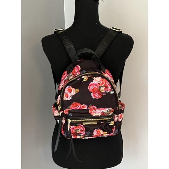 Juicy couture Backpack Roses Black Pink Floral Small Gold Hardware Nylon main image 7